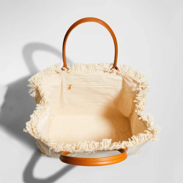 Woman's Fringe Tote Bag Canvas Outdoor Travel Shopping Bag - Image 3