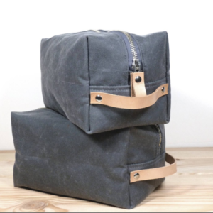 Custom Travel Waxed Canvas Leather Toiletry Bag Cosmetic Bag