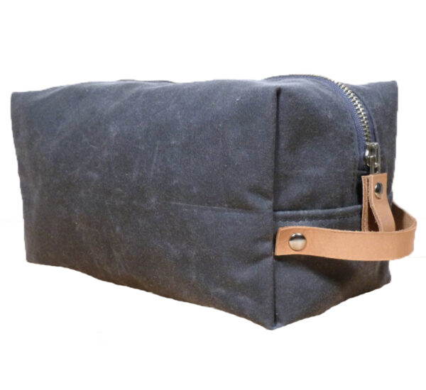 Custom Travel Waxed Canvas Leather Toiletry Bag Cosmetic Bag - Image 2