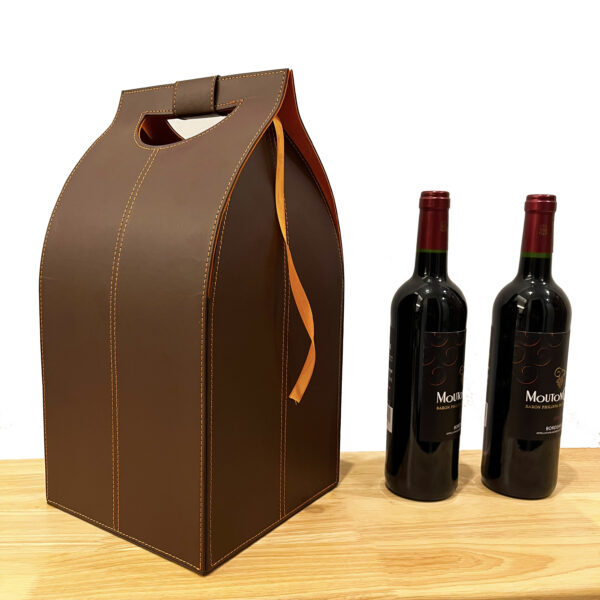 Fashion New Design Classic Single Red Wine Bottle Carrier Luxury Durable Pu Leather Wine Bag - 画像 3