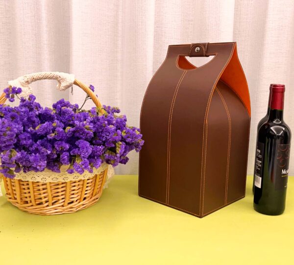 Fashion New Design Classic Single Red Wine Bottle Carrier Luxury Durable Pu Leather Wine Bag - 画像 4