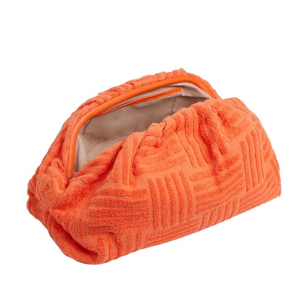 Women Fashion Terry Fabric Cloud Bag for Ladies Dumpling Shape Coral Clutch Bags Evening Bag - Image 3