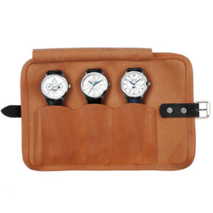 Custom Watch Storage Bag Leather Waterproof  Travel Watch Roll Organizer Holds up to 3 Watches