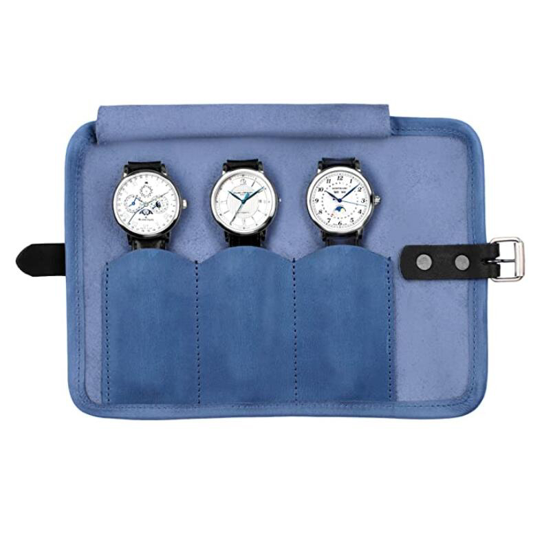Custom Watch Storage Bag Leather Waterproof Travel Watch Roll Organizer Holds up to 3 Watches - 画像 3