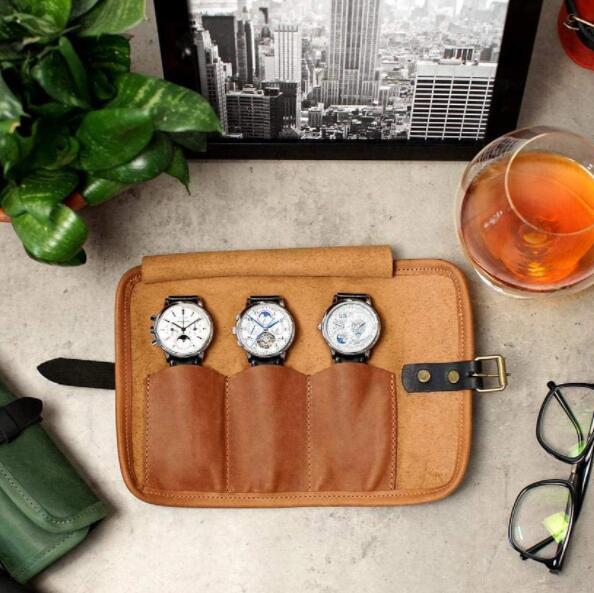 Custom Watch Storage Bag Leather Waterproof  Travel Watch Roll Organizer Holds up to 3 Watches - 画像 6