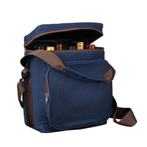 OEM Top Quality Travel Insulated Tote 6 Bottle Leather Wine Luxury Weekender Bag with Shoulder Strap