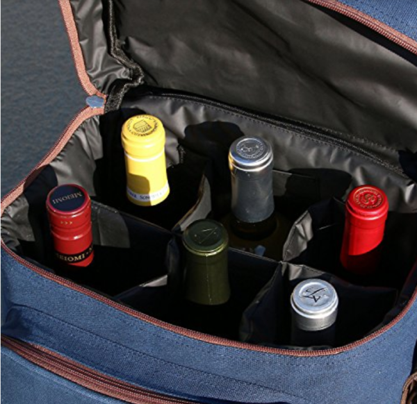 OEM Top Quality Travel Insulated Tote 6 Bottle Leather Wine Luxury Weekender Bag with Shoulder Strap - Image 6