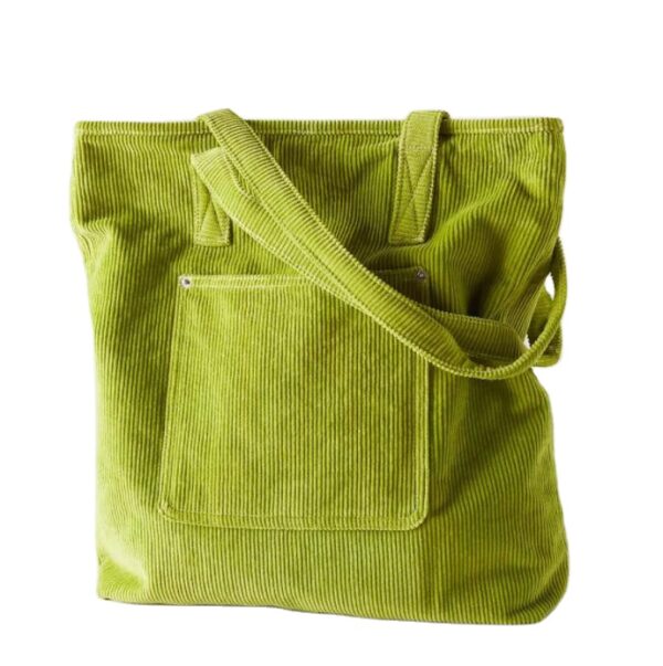 Fashion Soft Crossbody Grocery Tote Bag With Pocket and Zipper Corduroy Tote