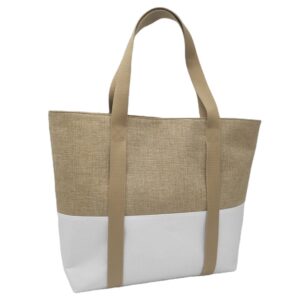 Women's Burlap Jute Handbag Portable Shopping Gift Bag Waterproof Retro Linen Tote Bag