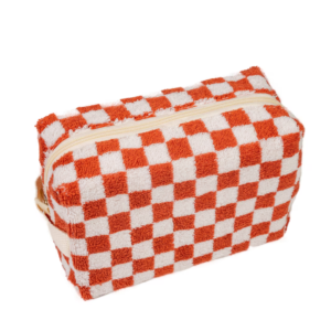 Fashion Terry Women Travel Toiletry Storage Bag Checkered Cosmetic Bag