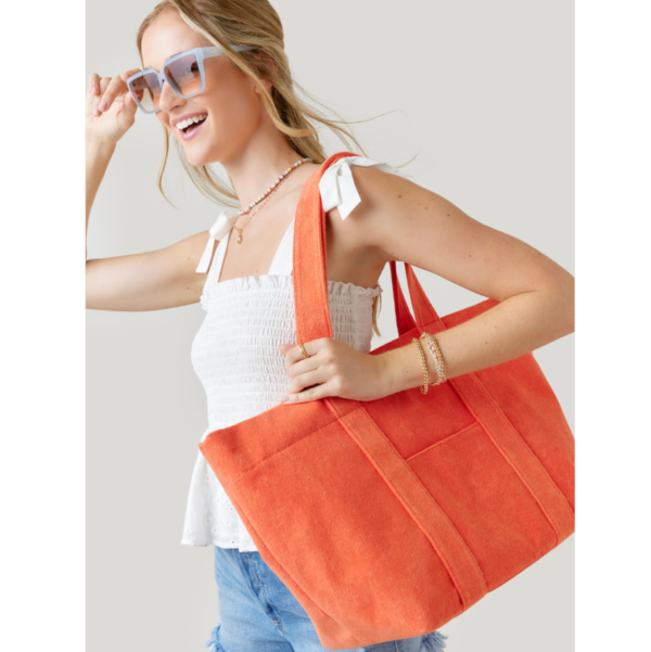 Terry Cloth Vintage Casual Tote Bags Women Hobo Crossbody Bag - 画像 3