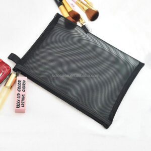 Clear Zippered Mesh Cosmetic Organizer Bag Makeup Pouch
