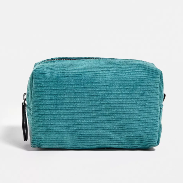 Large Corduroy Cosmetic Bag White Capacity Canvas Travel Toiletry Bag - Image 2
