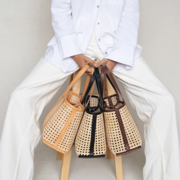 Rattan and Leather Bag Rattan Handbag Cane Webbing Bag - Изображение 6