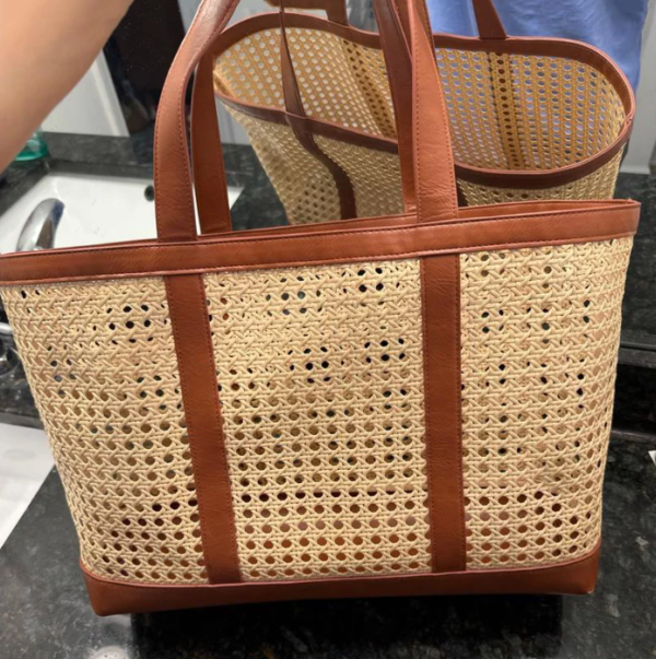 Straw Woven Tote Bag Handmade Weaving Shoulder Bag Purse Straw Handbag - 画像 4