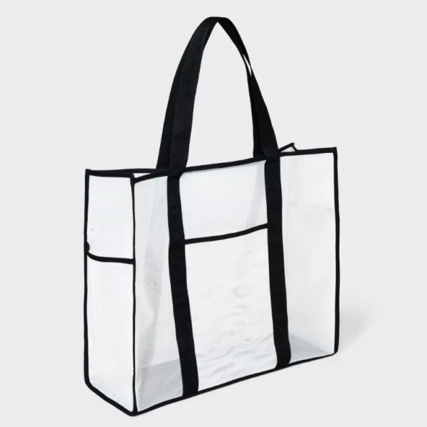 Fashion Travel Handbags Clear Mesh Shoulder Bag Transparent Tote Beach Bag - 영상 2