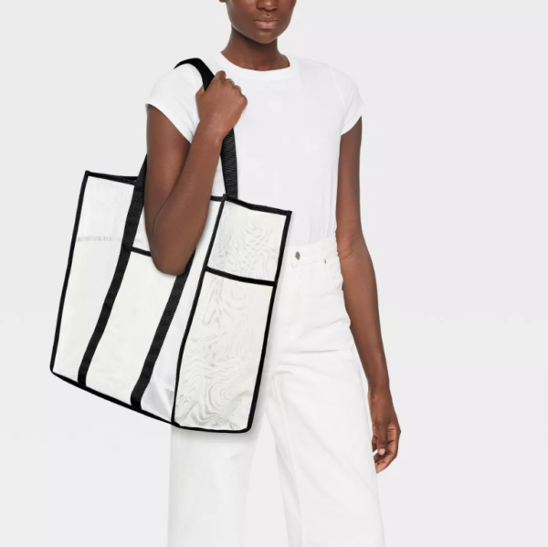 Fashion Travel Handbags Clear Mesh Shoulder Bag Transparent Tote Beach Bag - 영상 5