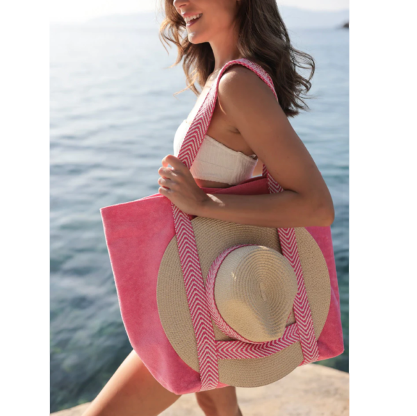 Hat Carrying Tote Bag Large Neutral Beach Towel Travel Tote - Image 6