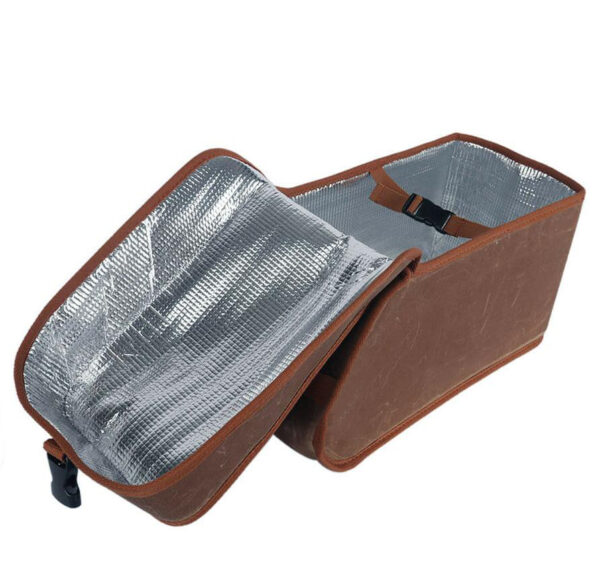 Bike Rear Bag Saddle Case Waxed Canvas Cooler Pack Insulated Storage Tail Box Motorcycle Luggage & Saddlebags - Image 3