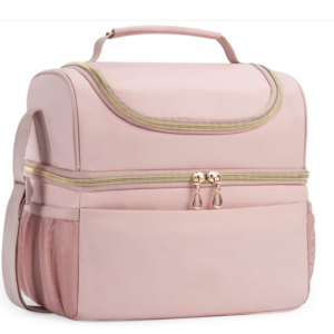 Dual Compartment Lunch Bag Women Insulated Lunch Box Cooler Bag for Men, Women, Work, Picnic, Pink