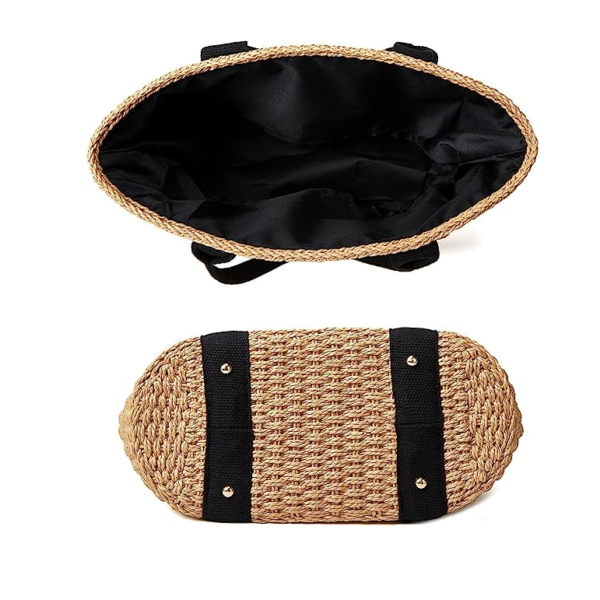 Women Straw Bags Summer Beach Large Tote Bag Handmade Woven Shoulder Crossbody Handbag - Изображение 6