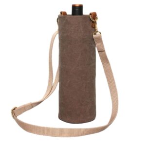 Vintage Waxed Canvas Wine Gift Bag Outdoor Travel Single Bottle Wine Bag