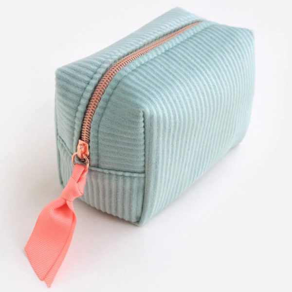 Lovely Blue Cord Cosmetic Bag Cube Cosmetic Bag with Spot Lining