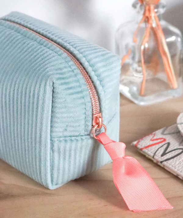 Lovely Blue Cord Cosmetic Bag Cube Cosmetic Bag with Spot Lining - Bild 5