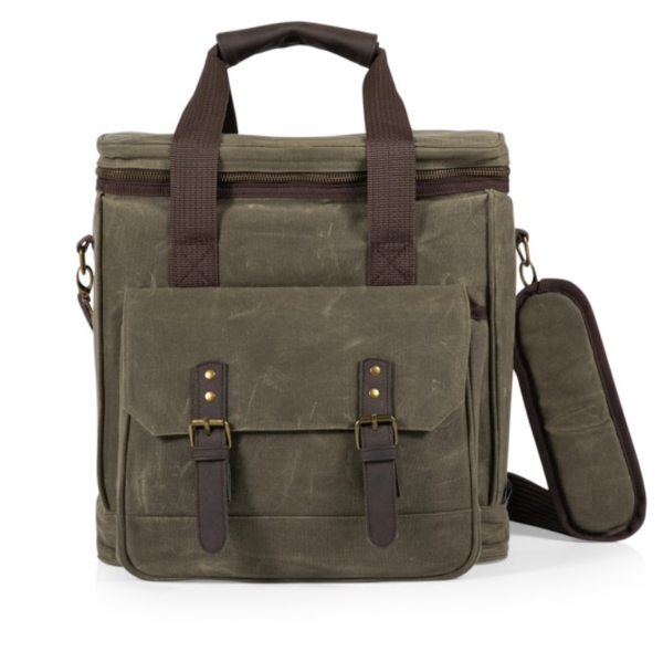 Stylish Waxed Canvas 6 Bottle Insulated Wine Cooler Tote