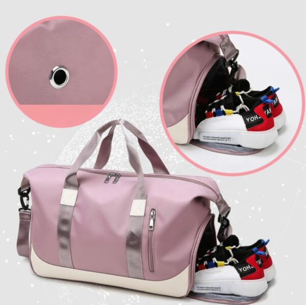 Travel Gym Duffle Bag with Open Side Pockets pink - 画像 5