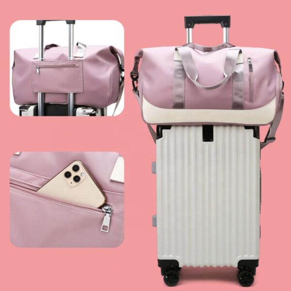 Travel Gym Duffle Bag with Open Side Pockets pink - 画像 6