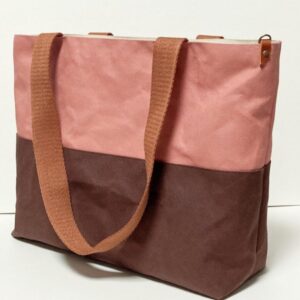 Waxed Canvas Tote Bag Shoulder Bag Hobo Bag With Vegan Leather Handle