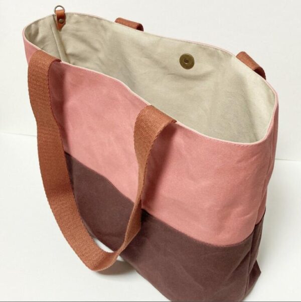 Waxed Canvas Tote Bag Shoulder Bag Hobo Bag With Vegan Leather Handle - Bild 2