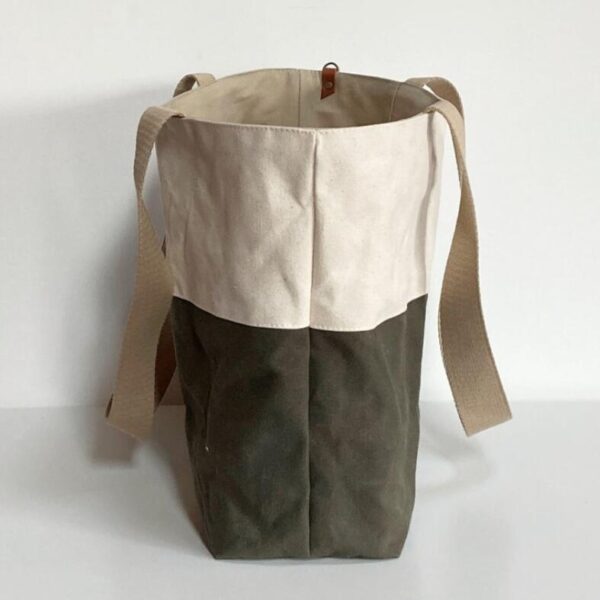 Waxed Canvas Tote Bag Shoulder Bag Hobo Bag With Vegan Leather Handle - Bild 3