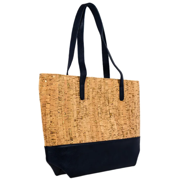 Natural Cork Leather Women's Tote Bag New Design Gold Portugal Cork Handle Recycled Cork Material Stylish Shopping Bag - 영상 2