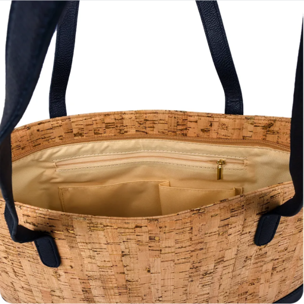 Natural Cork Leather Women's Tote Bag New Design Gold Portugal Cork Handle Recycled Cork Material Stylish Shopping Bag - 영상 6