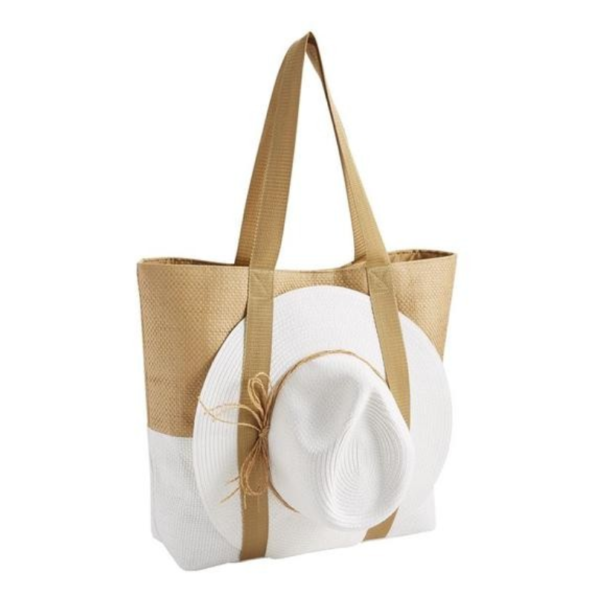 Eco-Friendly Large Carryall Tote Fashionable Hat-Set of 2 Premium Beach Bag Bundle