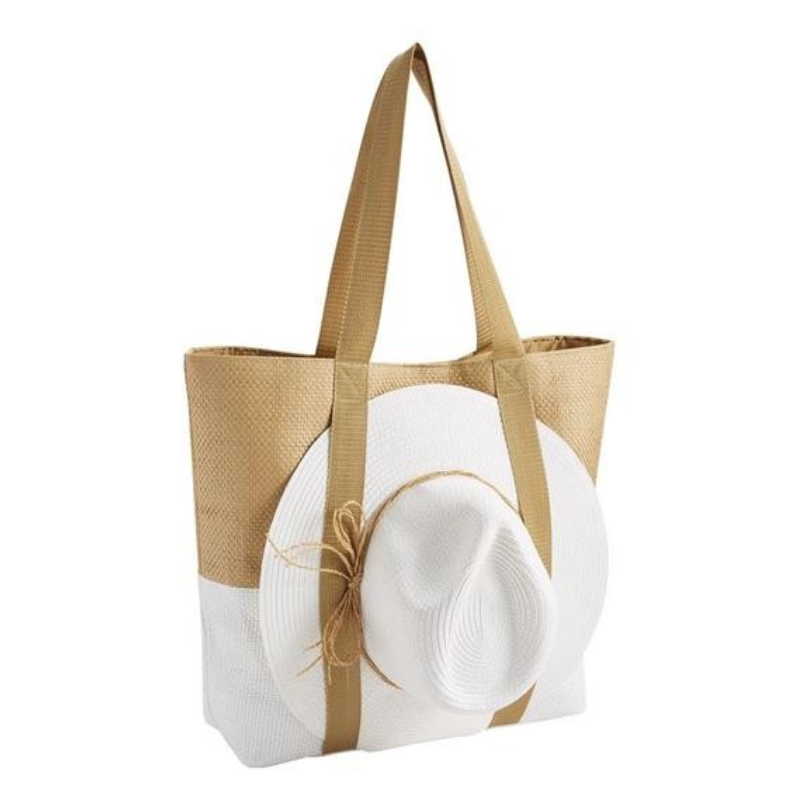 Eco-Friendly Large Carryall Tote Fashionable Hat-Set of 2 Premium Beach Bag Bundle