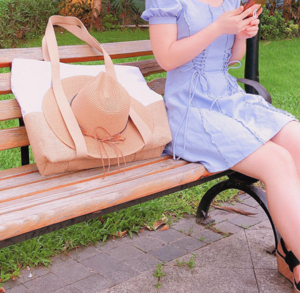Eco-Friendly Large Carryall Tote Fashionable Hat-Set of 2 Premium Beach Bag Bundle - صورة 6