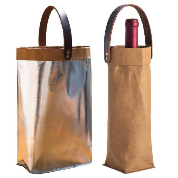 Eco-Friendly Washable Paper Wine Cooler Bag Holiday Wine Tote Holster Stylish and Sustainable