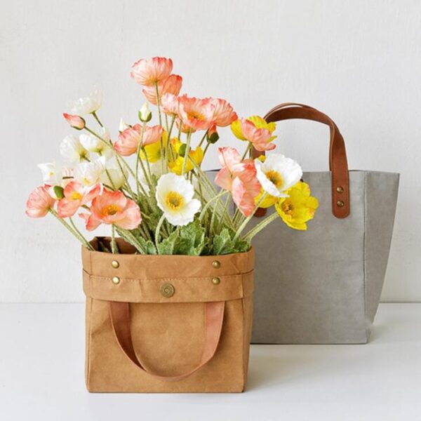Recycled Washable Kraft Paper Women's Tote Bag Shopper Hand Bag Eco-Friendly Accessory