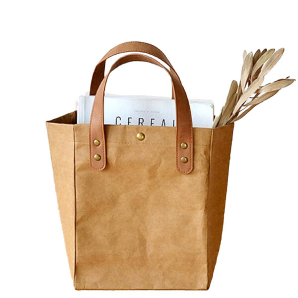 Recycled Washable Kraft Paper Women's Tote Bag Shopper Hand Bag Eco-Friendly Accessory - 영상 2
