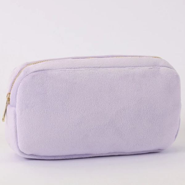 Large Cute Soft Terry Cloth Pouch Travel Cosmetic Bag with Patch Style Makeup Case for Convenient Storage - 画像 2