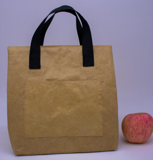Reusable Brown Paper Cooler Lunch Bag with Handles - Image 3