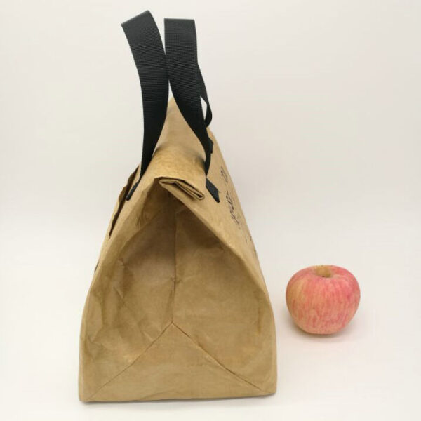 Reusable Brown Paper Cooler Lunch Bag with Handles - Image 4