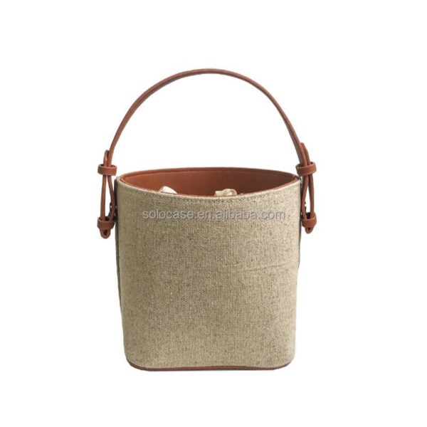 Handmade Small Canvas with Leather Bucket Bag