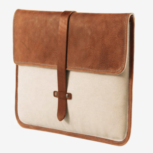 Vegan Leather and Waxed Canvas Laptop Carry Bag for Man
