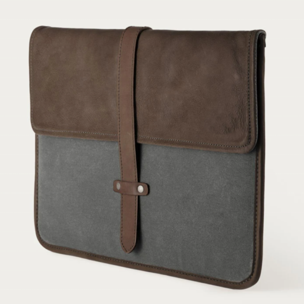 Vegan Leather and Waxed Canvas Laptop Carry Bag for Man - Image 2