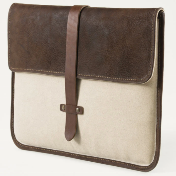 Vegan Leather and Waxed Canvas Laptop Carry Bag for Man - Image 4