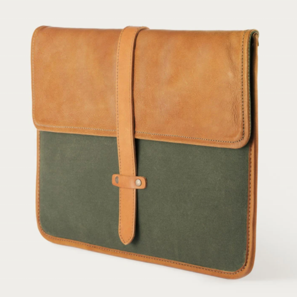 Vegan Leather and Waxed Canvas Laptop Carry Bag for Man - Image 6